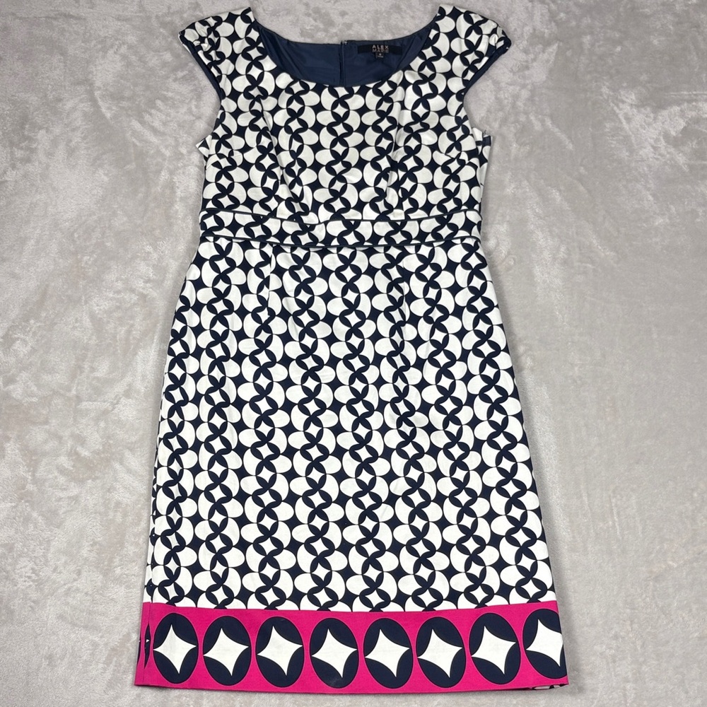 Navy and Pink Alex Marie Patterned Dress size 8